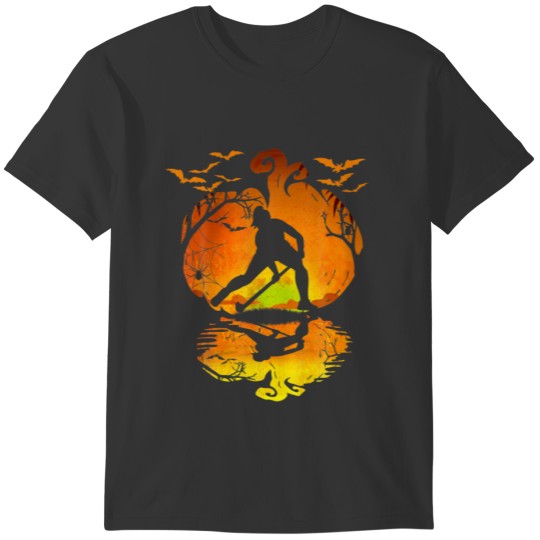 Hockey Silhouette Pumpkin Halloween Costume Men Wo T-shirt