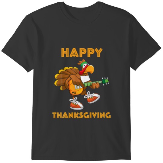 Happy Thanksgiving Turkey Guitar Musician T-shirt
