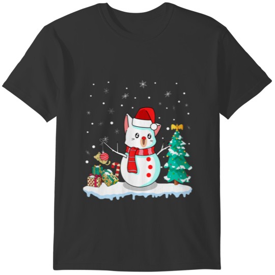 Cat Christmas Cute Snowcat Xmas Girls Boys Crustma T-shirt