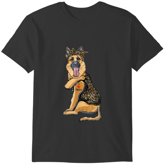 German Shepherd I Love Mom Tattoo Dog Lover Gifts T-shirt