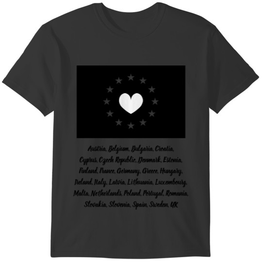 I heart European Union countries t T-shirt