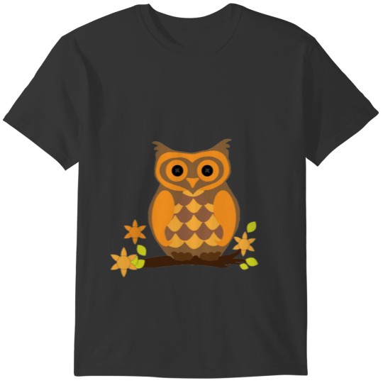 Orange Owl Perched With Flowers T-shirt