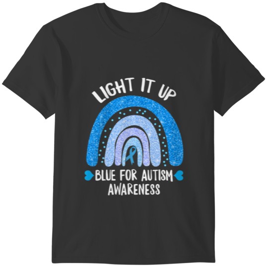 Autism Awareness Light It Up Blue Mom Puzzle Ribbo T-shirt