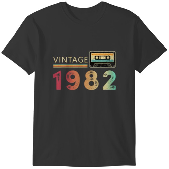 Vintage 1982 Birthday 40 Years Old Cassette Tape T-shirt