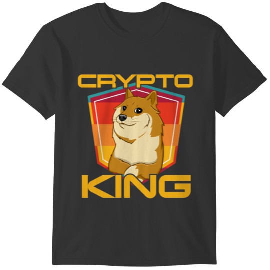 Crypto King Dogecoin funny meme Doge Dog T-shirt