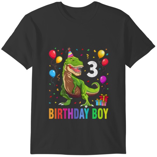 Kids 3 Year Old 3Rd Birthday Boy T Rex Dinosaur T-shirt