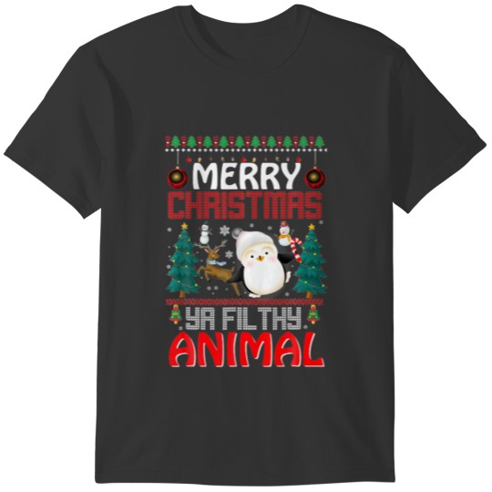 Merry Christmas Animal Filthy Ya Matching Family X T-shirt