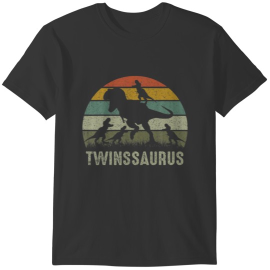 Twins Dinosaur T Rex Twinssaurus 4 Kids Family Mat T-shirt