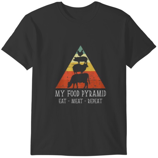 Vintage My Food Pyramid Eat Meat Repeat BBQ Lover T-shirt
