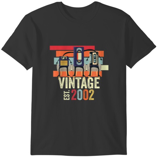 Funny 20Th Birthday Vintage Music Tech 2002 Birthd T-shirt