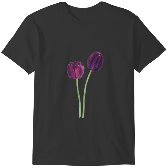 dark purple tulips watercolor T-shirt