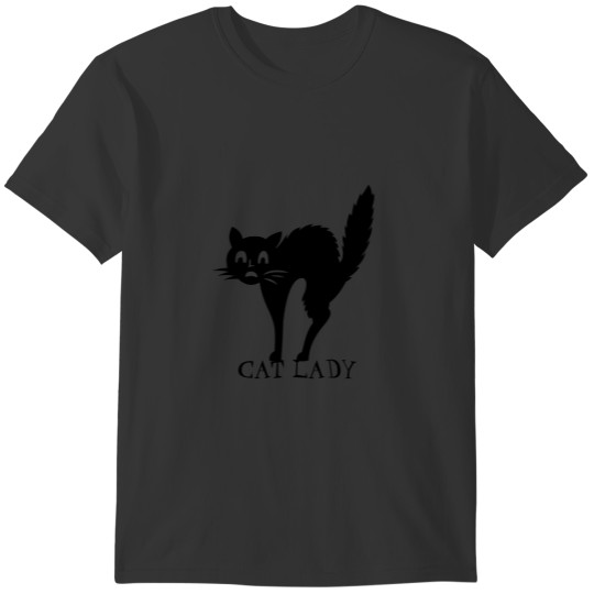 Cat lady black spooky cat custom text cute funny T-shirt