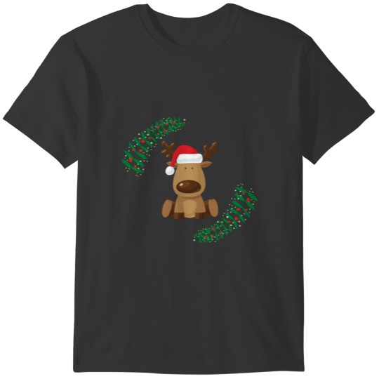 Christmas Deer In Circle T-shirt