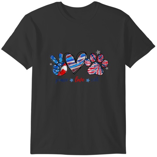 Peace Love Cat America 4Th Of July Cat Lovers Wome T-shirt