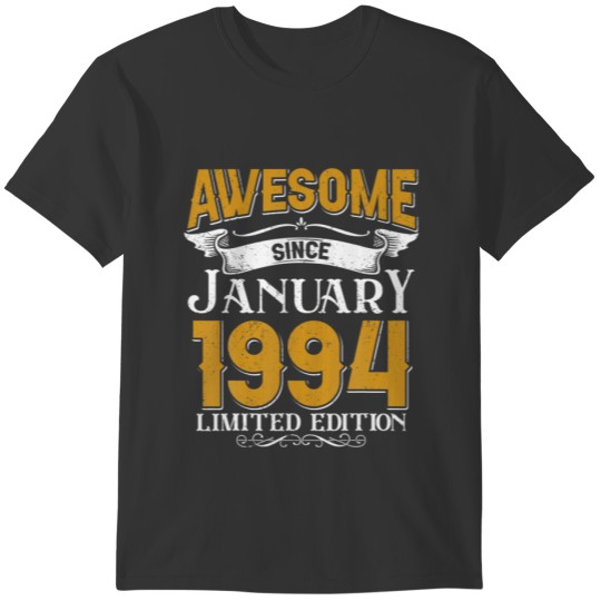 Awesome Since January 1994 Vintage 28Th Birthday F T-shirt