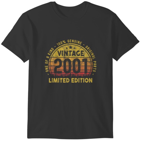 Born In 2001 Vintage 20Th Birthday Gift Turning 20 T-shirt