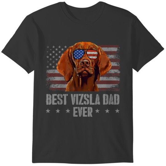 Vizsla Best Dog Dad Ever Retro USA Flag T T-shirt
