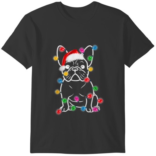 French Bulldog Dog Tree Christmas Lights Dog Lover T-shirt