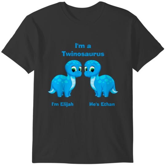 Cute Baby Dinosaur Twin Boys Personalized T-shirt