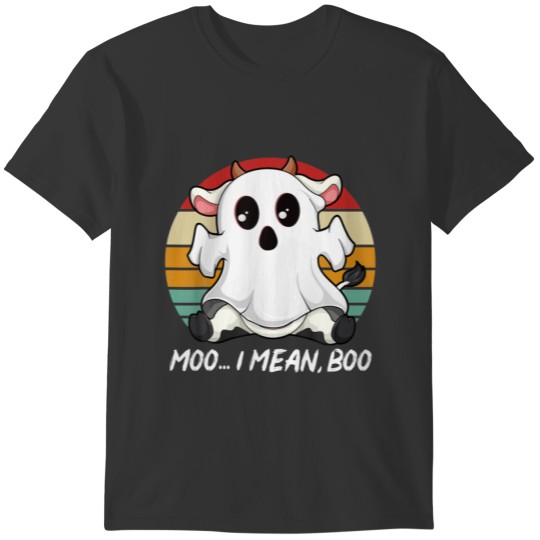 Vintage Ghost Cow Moo I Mean Boo Halloween Cow Lov T-shirt