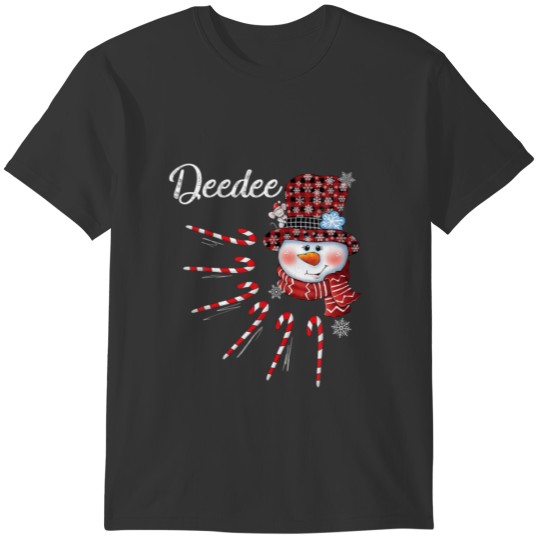 Deedee Snowman Candy Cane Christmas Red Plaid Hat T-shirt