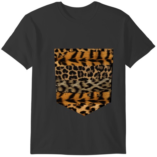 Animal Print Pocket Design Forest Green Leopard T-shirt