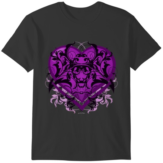 Gothic Valentine Romantic Purple Flourish Heart T-shirt