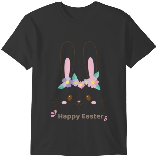 Women and Girls Easter Cute Bunny Face T-shirt