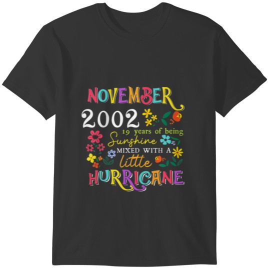 November Girls 2002 Funny 19Th Birthday 19 Years O T-shirt