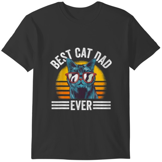 Best Cat Dad Ever Funny Retro Fathers Day T-shirt