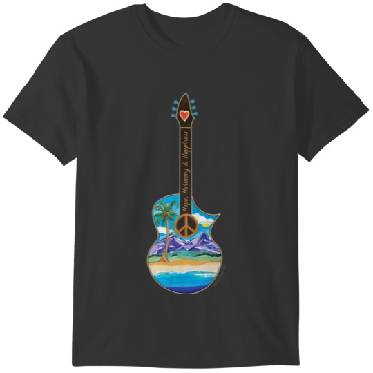 Womens Beach Guitar V-Neck T-shirt