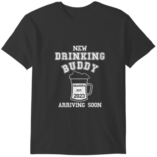 Mens New Grandpa 2023 Baby Announcement Drinking B T-shirt
