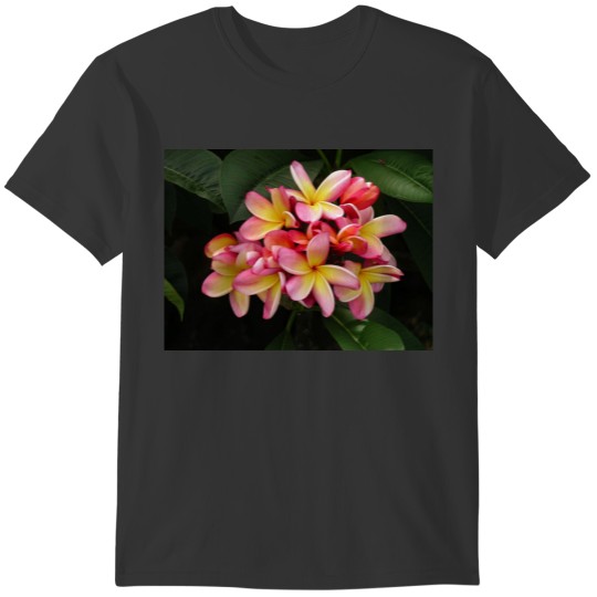 Pink and Yellow Tropical Plumeria Flowers T-shirt