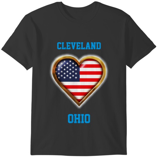 Heart Shaped American Flag With Any City You Want T-shirt