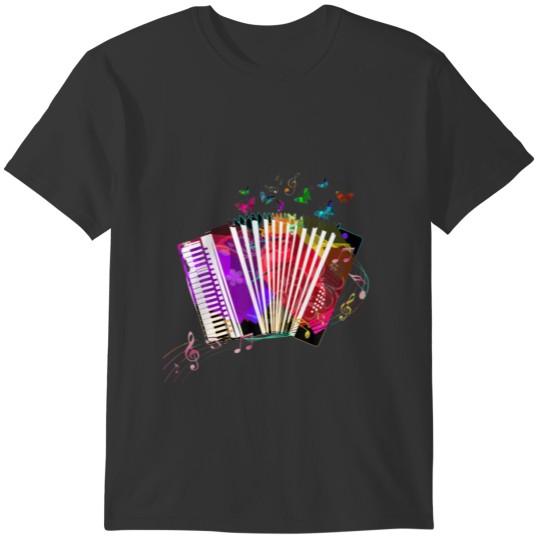 Abstract Music Butterfly Accordion T-shirt