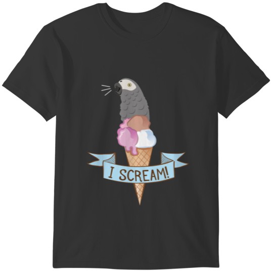 Congo African Grey Ice Cream Parrot T-shirt