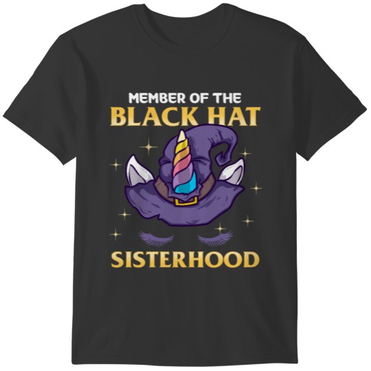 Unicorn Member of the Black Hat Sisterhood Hallowe T-shirt