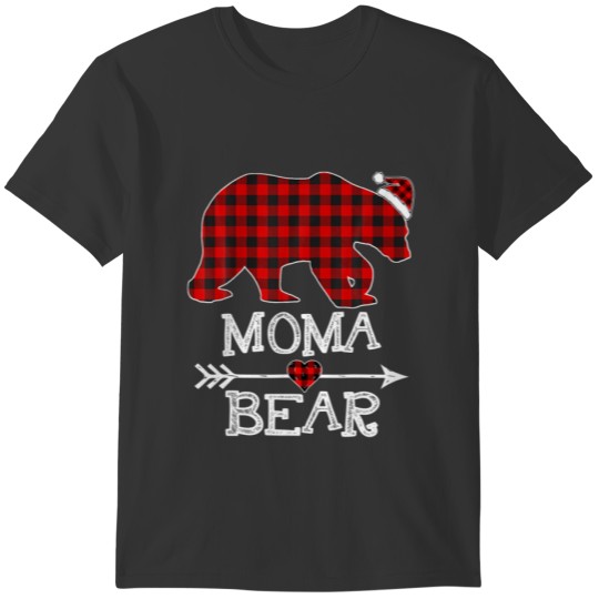 Red Plaid Bear Christmas Pajama Moma Matching Fami T-shirt