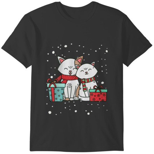 Christmas Matching Couple Cats Cute Kitten Family T-shirt