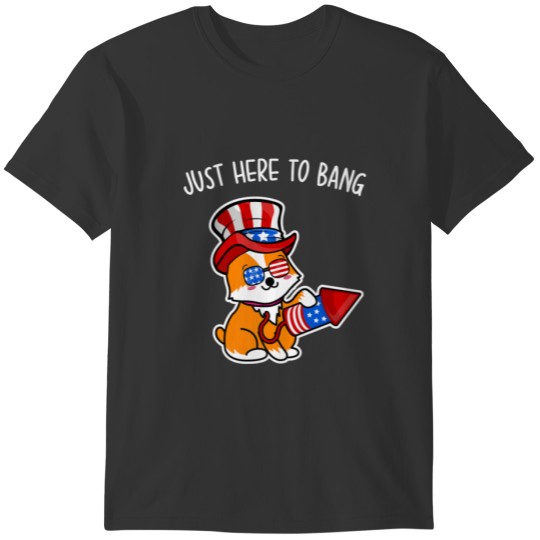 I'm Just Here To Bang Corgi Dog Fourth Of July 4Th T-shirt