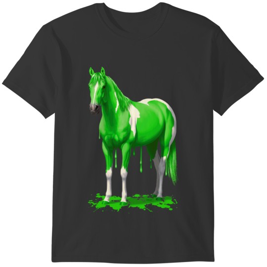 Neon Green Dripping Wet Paint Horse T-shirt