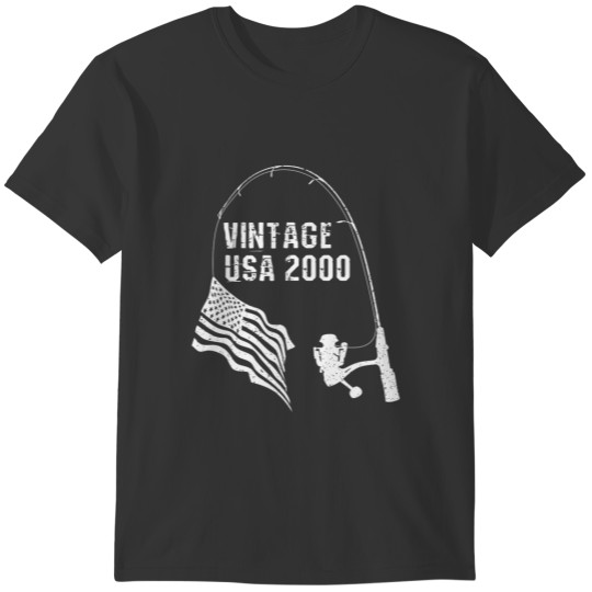 Fishing Vintage American Flag 2000 Birthday T-shirt