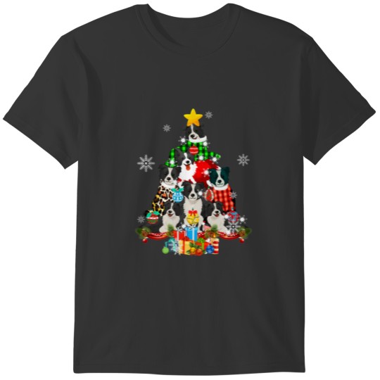 Border Collie Dog Lover Owner Christmas Tree Xmas T-shirt