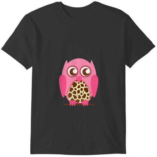Giraffe Print & Pink Owl T T-shirt