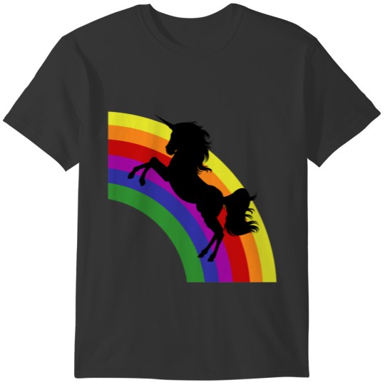 Black Unicorn Silhouette with Rainbow T-shirt