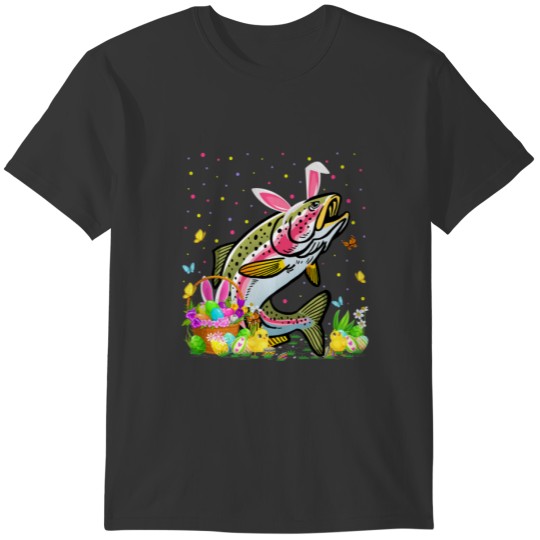 Easter Bunny Egg Hunting Rainbow Trout Fish Easter T-shirt