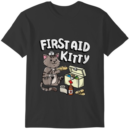 Funny First Aid Kitty Cat Medical Doctor Nurse T-shirt