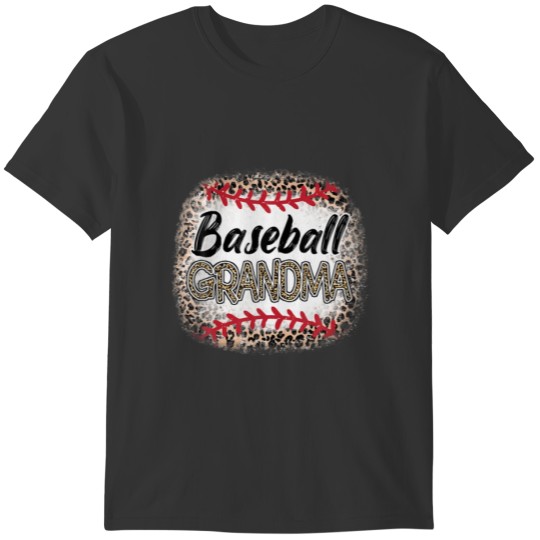 Bleached Baseball Grandma Leopard Softball Mother' T-shirt