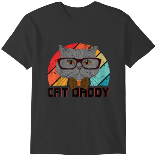 Vintage Cat Daddy Funny Gift Cat Lover Cat Dad Fat T-shirt