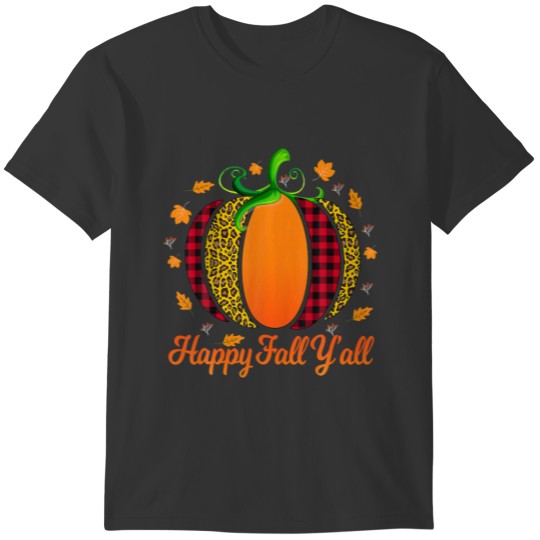 Happy Fall Y'all Women Men Pumpkin Leopard Cute Au T-shirt